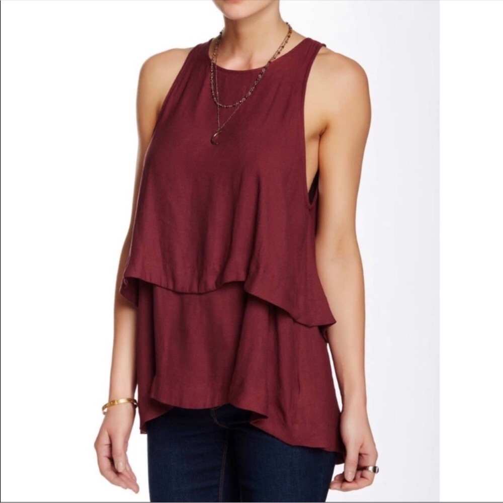 Free People Black Cherry Plum Layers in Love Tank